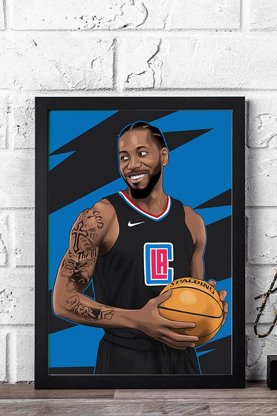 Saturn Pictură înrămată de Kawhi Leonard - Pictură poster NBA de baschet