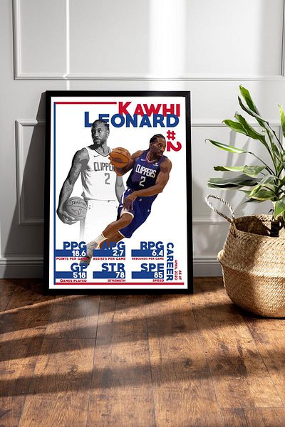 Saturn Pictură înrămată de Kawhi Leonard - Pictură poster NBA de baschet