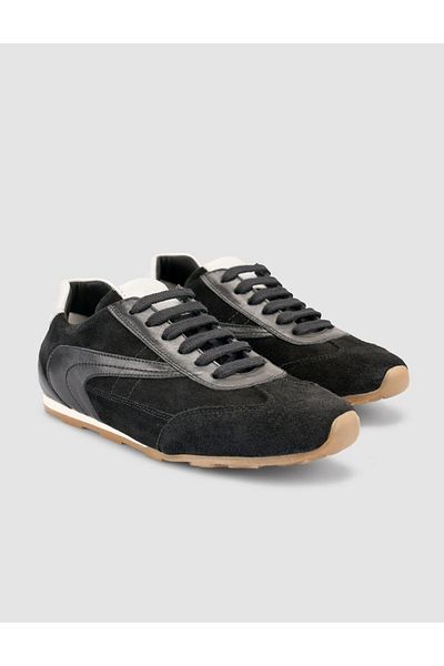 Cabani 100% Genuine Leather Black Suede Lace-Up Women's Sneaker
