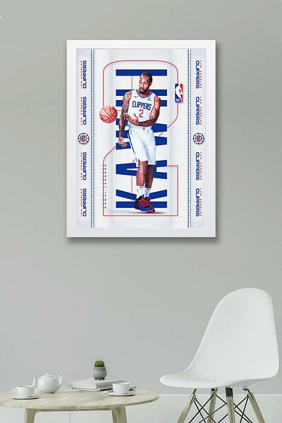 Saturn Επιτραπέζιο ζωγραφικής Kawhi Leonard με πλαίσιο - Επιτραπέζια αφίσα NBA των Los Angeles Clippers