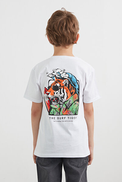 Fulla Moda 100% βαμβάκι The Surf Tiger Printed Boy T-Shirt