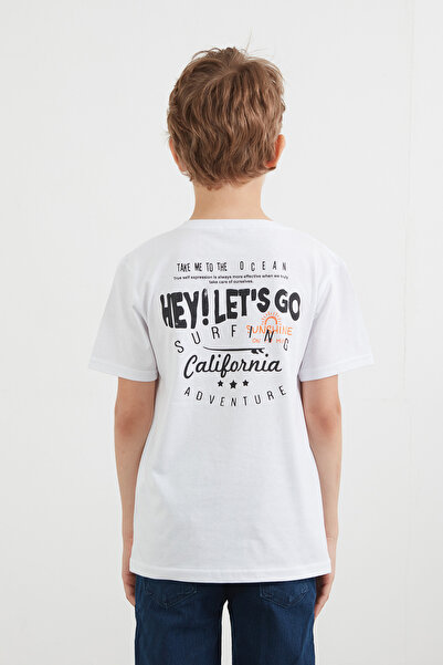 Fulla Moda Μπλουζάκι για αγόρι από 100% βαμβάκι με στάμπα με κείμενο στο μπροστινό και πίσω μέρος