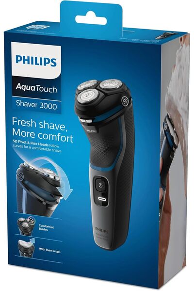 Philips Wet Or Dry Electric Shaver, Black, S3122/50, 2 Years Warranty