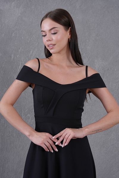 Secret Passion Lingerie Γυναικείο βραδινό φόρεμα με λαιμόκοψη στράπλες μαύρο 147 εκ. Maxi 342