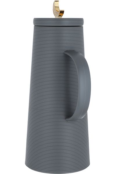 Alsaif Gallery Royal 8 Thermos with Crescent Lid from Saif Gallery, 1 Liter Capacity, Inner Glass Pot, Grey Plastic
