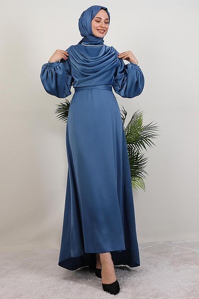 GİYZAMİLA Φόρεμα Degaje με ουρά Indigo