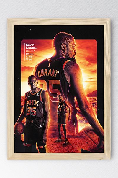 Saturn Kevin Durant Framed Painting - Basketball Nba Poster Painting