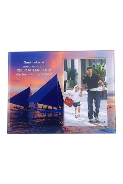 Blusmart Rama foto din sticla pentru fotografii format 10x15, cu dedicatie pentru tata, 22x17 cm