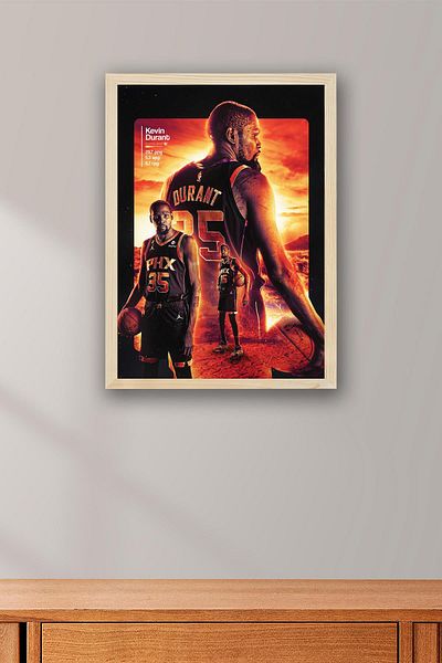 Saturn Kevin Durant Framed Painting - Basketball Nba Poster Painting