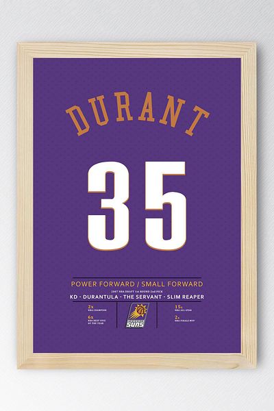 Saturn Kevin Durant Jersey Framed Painting - Nba Phoenix Suns Jersey