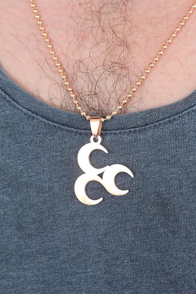 BESKAR Rose Color Metal 3 Crescent Figured Men's Necklace