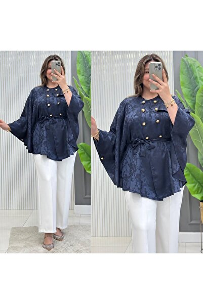 GK Συμβατό με ύφασμα σατέν πόντσο με χρυσό κουμπί, μέγεθος 38-48