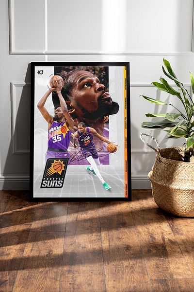 Saturn Kevin Durant Framed Painting - Basketball Nba Poster Painting