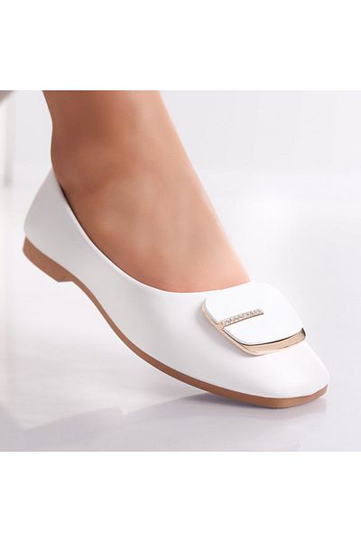 MODA STİL Women's White Ballerinas Made of Eco-Leather Eselin, 37