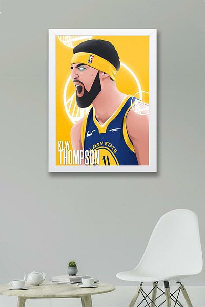 Saturn Klay Thompson Framed Painting - Basketball Nba Poster Painting