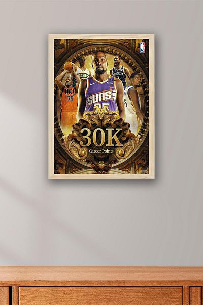 Saturn Kevin Durant Framed Painting - Basketball Nba Poster Painting