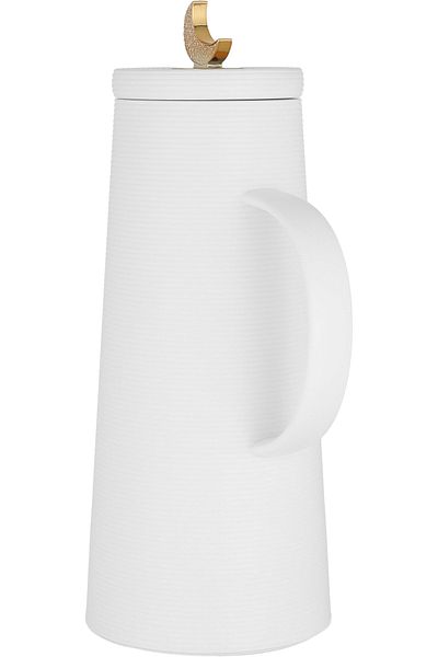 Alsaif Gallery Royal Thermos with Crescent Lid - Saif Gallery, 1 Liter Capacity, Glass Inner Storage, White Plastic Outer