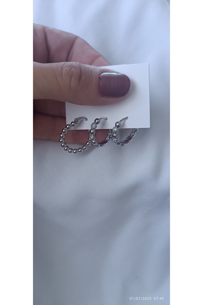 ARİ TAKI Dorika Model 3 Silver Steel Earrings