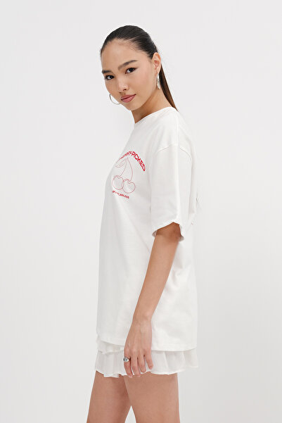 Addax Cherry Printed Thick T-Shirt P10480