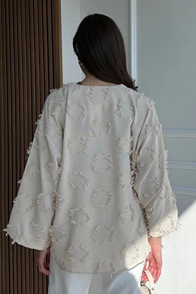 Le Savu Shilsee Tie-Dye Kimono with Tassel Detail Stone Color