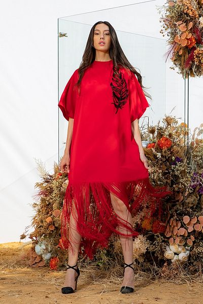 femi9 Fringed detail dress