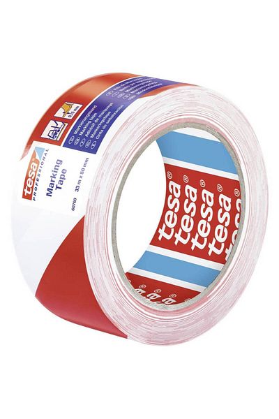 Tesa Bandă de marcare, roșie/albă, 50 mm x 33 m, Tesa Red Tape