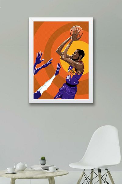 Saturn Kevin Durant Framed Painting - Basketball Nba Poster Painting