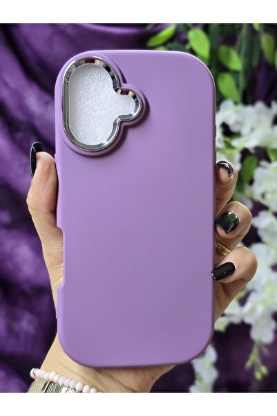 Magic Ring Iphone 16 Uyumlu Metal Kamera Çerçeveli Mat Mor Silikon Kılıf