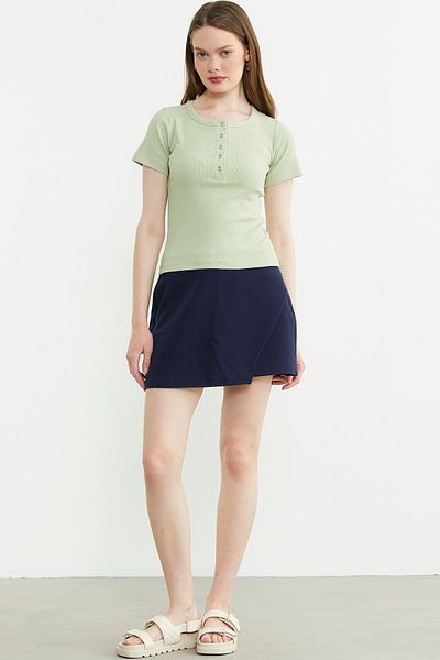 Sementa Tricou de bază cu mânecă scurtă cu nasturi - verde