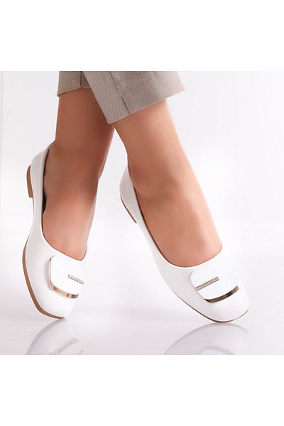 MODA STİL Women's White Ballerinas Made of Eco-Leather Eselin, 37