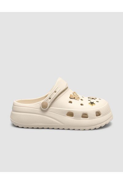 Cabani Snx Ivory Stone Detailed Women's Eva Slippers
