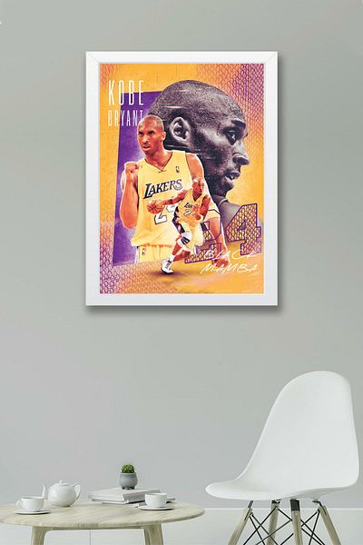 Saturn Kobe Bryant Framed Painting - Basketball Nba Poster Painting