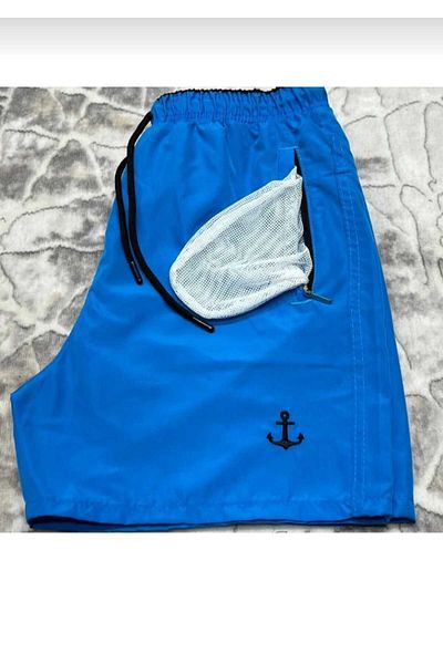 TUWAN sport Anchor Embroidered Swim Shorts with Zipper Pocket Mesh