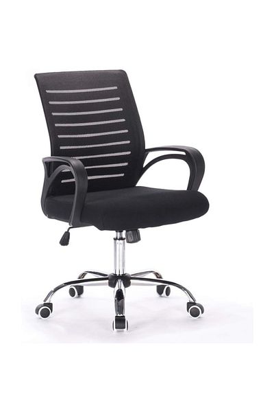 Quasar & Co. Office Chair Model Delta, Ergonomic, Height Adjustable, 5 Swivel Wheels, Mesh/Fabric, Black