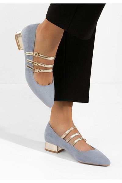B T Shoes Pantofi cu toc gros Bakea albastri
