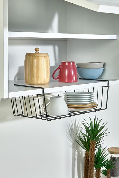 İLİVA Black Cabinet Kangaroo Shelf Hanging Basket Kitchen, Bathroom Organizer