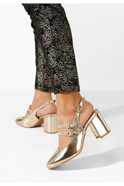 B T Shoes Izalda gold patent leather high heel shoes