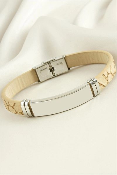 Modafiks Name Writable Leather Steel Bracelet