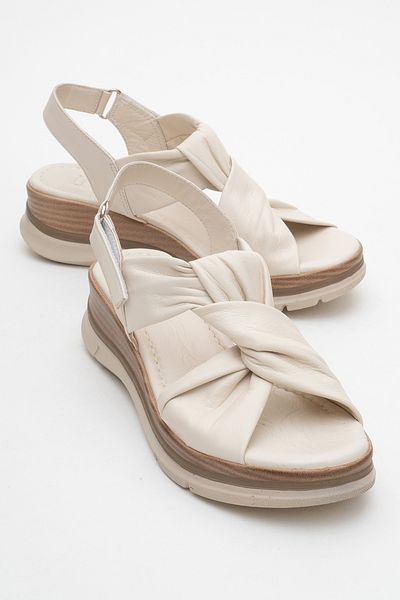 LuviShoes Oara Ecru Skin Genuine Leather Women's Sandals