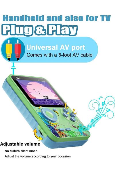 GAME CONSOLE G5 GAME BOX 3" HIGH DEFINTION DIGITAL DISPLAY SCREEN GAME CONSOLE WITH 500+ CLASSIC GAME (GREEN)