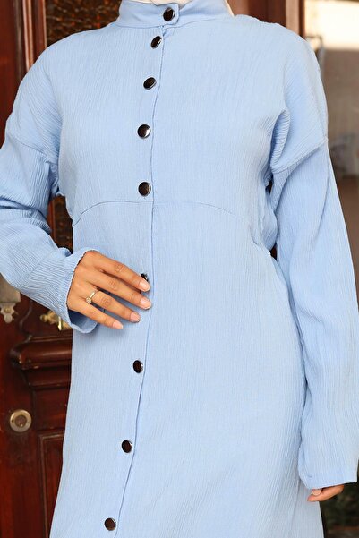 MİSSKAYLE Collar Detailed Long Suit Baby Blue
