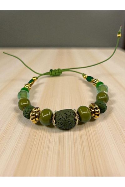 dela otantik Adjustable Bohemian Beaded Bracelet – Authentic Ethnic Colorful Bijoux Jewelry with Lava Stones - Bracelet