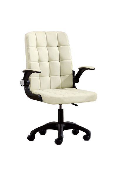 Quasar & Co. Ergonomic office chair, swivel, folding handles, adjustable height, eco-leather, cream