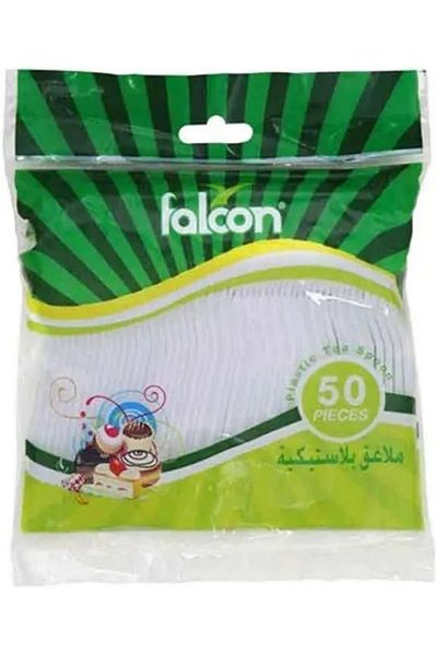 Falcon Plastic Teaspoon 50pcs – 5.5 Inch Disposable Spoons | Food-Grade Quality