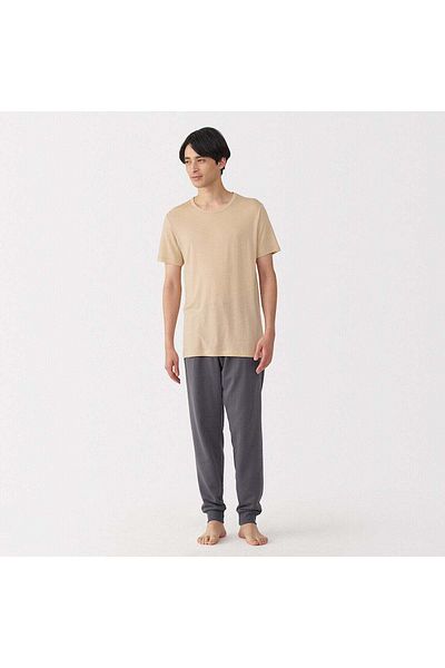 Muji تي شيرت Cool Touch Lyocell برقبة دائرية وأكمام قصيرة