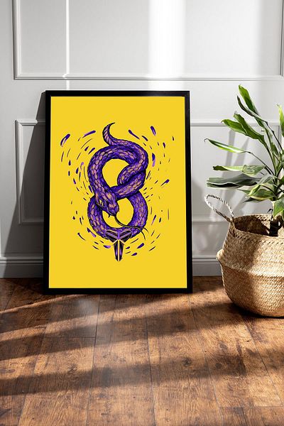 Saturn Kobe Bryant 8 Balck Mamba Pictură înrămate - Pictură poster NBA de baschet