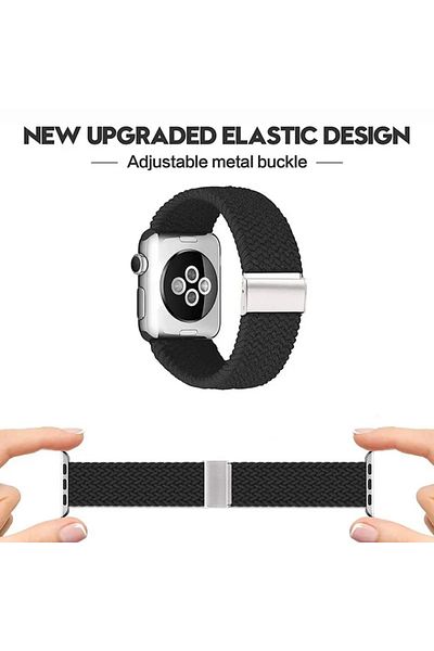SKYDDAR INNOVATION Strap for Apple Watch (42/44/45/49mm), Adjustable, Premium, W032 - Black