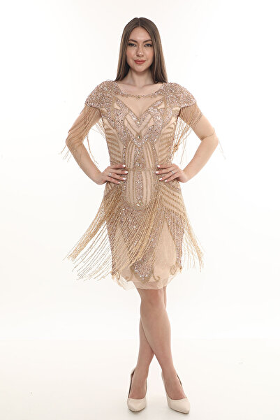 GATSBYLADY LONDON REVOLA - EL İŞLEMELİ , TAŞ PÜSKÜLLÜ ELBİSE