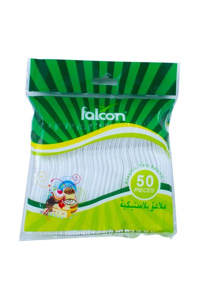 Falcon Plastic Teaspoon 50pcs – 5.5 Inch Disposable Spoons | Food-Grade Quality