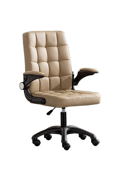 Quasar & Co. Ergonomic office chair, swivel, folding handles, adjustable height, eco-leather, beige